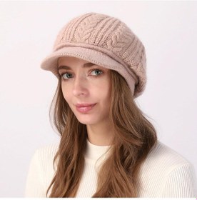 Resim Kadın Triko Şapka Yumuşak Dokulu Kışlık Bere Şapka Günlük Kullanım Kaşe Model Pembe 