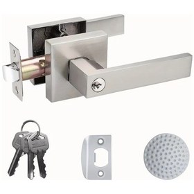 Resim Willowhaven 1 Adet Kare Kilitli Kapı Kolu - Silvery Giriş İçin Sağlam Yapı İç Ve Dış Kapı Kolu Banyo 