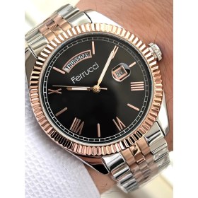 Resim Ferucci Rolex Model Çelik Kordon Takvimli Kadran 30 mt Suya Dayanıklı Erkek Kol Saati FEC.13029M02 