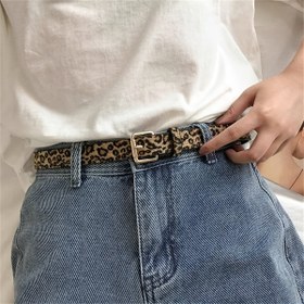 Resim 1 Adet Kadın Leopar Desenli Kemer - Casual Retro Altın Tonlu Metal Tokalı Ayarlanabilir Standart Boyut, Kot ve Günlük Kıyafetler İçin, Şık Aksesuar 