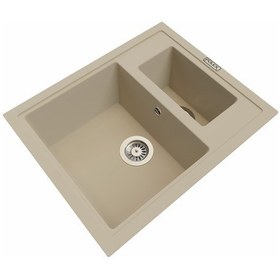 Resim Polex Cristalüx Granit Evye P-04 Bej 1.5 Gözlü Tezgah Altı Ve Tezgah Üstü Kare Mutfak Evyesi 59.5x49 CM 