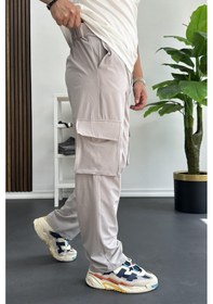 Resim Erkek İnce Baggy Kalıp Kargo Pantolon Gri Edw173-gri Gri 