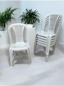 Resim 6 Adet Kolsuz Plastik Sandalye Bahçe Balkon Ve Mutfak Sandalyesi Kırık Beyaz Gri 