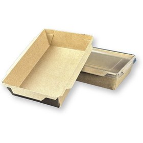 Resim Home 300 Adet Kapaklı Kraft Yemek Kabı Lunch Box 1200ML 