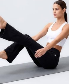Resim TOMMY LIFE TOMMYLIFE Siyah Esnek Yüksek Bel Spor Performans İspanyol Paça Tayt, T19BY-94686 