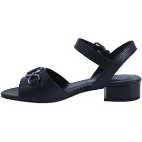 Resim Poletto Hakiki Deri Sıyah Sandalet Topuklu 4652 156-2250 Siyah 