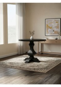 Resim Orleans Fransız Still Yuvarlak Ahşap Yemek Masası 90x90 Siyah 