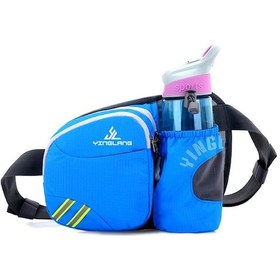 Resim Mufunye Mavi Spor Bel Çantası: Koşu, Bisiklet, Dağcılık İçin Nylon Materyal, Su Şişesi Cepi, Hafif Ve Soluklu Mavi 