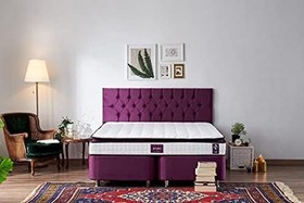 Resim Niron Yatak Purple Seti 200x200 cm Çift Kişilik Baza Başlık Takımı - Orta Sert Mor Baza ve Başlığı 