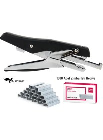 Resim Valkyrie Profesyonel Metal Zımba Tabancası 60 Sayfa Kapasite 1000 Zımba Teli Hediye Ofis ve Ev Dayanıklı Siyah 