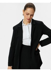 Resim Koton Klasik Blazer Ceket Kapaklı Cepli Düğmeli Siyah 4sak50022uw Siyah 