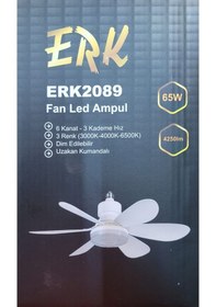 Resim Erk E27 Duya Takılabilen Tavan Vantilatörü Kristal Ledli Kumandalı 6 Kanatlı 3 Renk Işıklı Fan 1 
