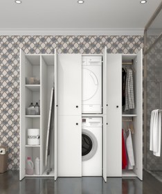 Resim Kenzlife Çamaşır-kurutma Makinesi Dolabı Ve Giysi Dolabı Suyuti Sol Byz 180*170*60 Suntalam Mat Beyaz 