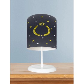 Resim Mekta Home Bebek ve Çocuk Odası Yol ve Seksek Desenli Antrasit Abajur 