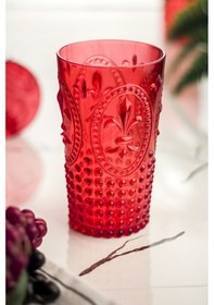 Resim Akrilik Kırmızı 6'lı Uzun Bardak & Su Meşrubat Bardağı 750 ml ( Büyük Boy& Cam Değildir ) 