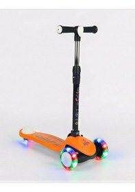Resim Pro Katlanabilir Ve Yükseltilebilir Işıklı / Ledli Fren Sistemli Çocuk Scooter turuncu 