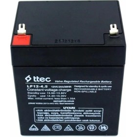 Resim Ttec 12V Volt 4 5AH Amper BakıMsiz Kuru Akü 