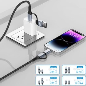 Resim Go Des GD-UC809 4in1 PD Çoklu USB-A + Type-C to Type-C + Lightning Şarj ve Data Kablosu 100W 120cm - Siyah 