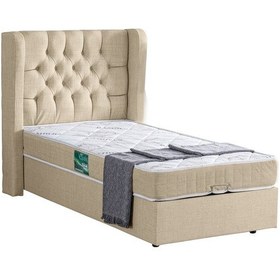 Resim Setaymobilya Baza, Riga Tek Kişilik Baza + Başlık + Comfort Yatak, Krem 