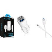 Resim güvenlisepet Araç Şarj Cihazı Oto Çakmaklık Şarj Cihazı Seti 2 Port USB + Type C Kablolu Yüksek Hızlı Şarj 3.4 A 