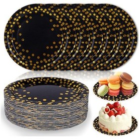 Resim 50 Adet Tek Kullanımlık Kağıt Tabak Paketi - 18 Cm - Çocuk Partileri İçin - Cadılar Bayramı İçin - Siyah Altın 
