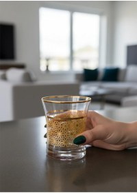 Resim Paşabahçe 240 Cc El İşçiliği Dekorlu Su Bardağı 6 Lı Şık & Dayanıklı Cam Şeffaf 