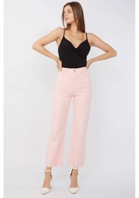 Resim Kadın Basic Paçası Kesik Jean Pantolon Pembe 001 