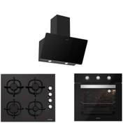Resim Silverline Siyah Cam Ankastre Set(3457 Soho 60+CS5343B01+BO6503B01) 