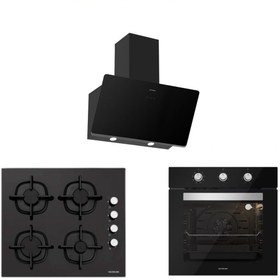 Resim Silverline Siyah Cam Ankastre Set(3457 Soho 60+CS5343B01+BO6503B01) 