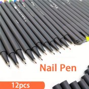 Resim 12 Tırnak Boyama Kalemi, 12 Renkli Tırnak Boyama Kalemi, DIY Tırnak Sanatı, Hızlı Kuruyan Boyama Kalemi, Doğru 3D Tırnak Boyama Kalemi, Tırnak Sanatı Kalemi, Öğrenci Sanat Boyama Seti, 0.4Mm Çok İnce Metal Fiber Kalem Başlığı, Suya Dayanıklı Çizim Su Temizleme Boyama için Özel 