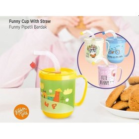 Resim 3 Adet Pipetli Çocuk Içecek Bardağı Desenli Bardak 350ml Diğer 