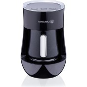 Resim Korkmaz Otantik Otomatik Kahve Makinesi 4 Fincan Kapasiteyle Şık Siyah Tasarım 