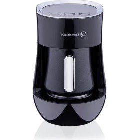 Resim Korkmaz Otantik Otomatik Kahve Makinesi 4 Fincan Kapasiteyle Şık Siyah Tasarım 