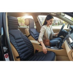 Resim Oto Koltuk Minderi Ortopedik Lüks Süngerli Ön 2 Koltuk Siyah Araç Koltuk Koruyucu Kılıf 