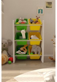 Resim 6 Sepetli Çok Amaçlı Montessori Oyuncak Dolabı 