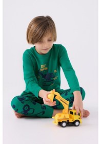 Resim Rolypoly Erkek Çocuk Pijama Takımı ,süprem Dokuma Orman Yeşili Yeşil 