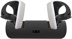 Resim HMHAMA PS VR2 Denetleyici için VR Çift Şarj İstasyonu, LED Işık Göstergeli VR Kolu Şarj Cihazı Şarj Yerleştirme Standı (Siyah) 