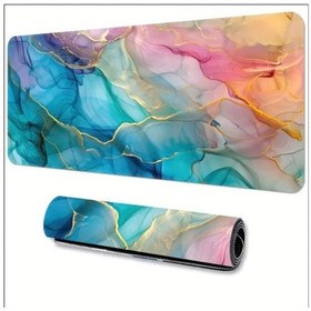 Resim Sge Teknoloji 65x25 Cm Renkli Mermer Temalı Kaydırmaz Taban Speed Yüzey Oyuncu Mouse Pad Gaming 