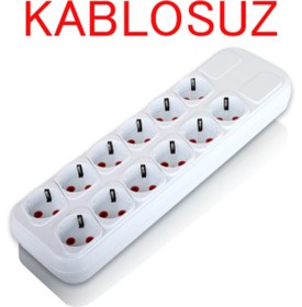 Resim FETİH Kablosuz Grup Priz Onikili Topraklı Çift Anahtarlı 12'li 