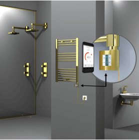 Resim Radiva HAITI Elektirikli Havlupan 500x800 Düz Altın (KTX4 Termostat) 200W Spiral Kablolu 