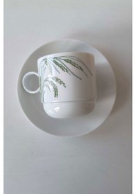 Resim Hint Pirinci Desenli Vintage Çay Fincanı Seti 2 Parça Beyaz-krem 