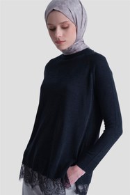 Resim Armine Dantelli Rayon Tunik Lacivert 