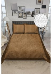 Resim Parlak Kadife Kumaş Kapitoneli Çift Kişilik Yatak Örtüsü Seti 3 Parça Cky0057 Renkli 