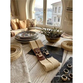 Resim Fiori Geçme Tokalı Hasır Elastik Kadın Kemeri, Ceket Kemeri, Gömlek Kemeri, Elbise Kemeri 