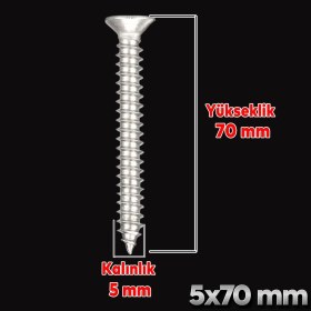 Resim Badem10 Sunta Vidası 5X70 Paket 200 Adet Sivri Uçlu Ahşap Tahta Ağaç Mobilya Ayak Kulp Vidası 