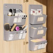 Resim 1 Adet Çok Amaçlı Gri Duvara Monte Depolama Düzenleyici - Ofis, Dolap, Banyo, Yurt için Çok Bölmeli Kumaş Asma Çanta, Görüntüleme Penceresi & Kanca | Kırtasiye, Çorap, Tuvalet Malzemeleri & Daha Fazlası için İdeal, Giysi Düzenleyici Depolama 