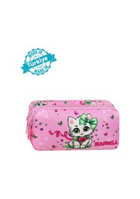 Resim Waddell Pembe Kedi Desenli 2 Cepli Kalem Kutusu,kalemlik 