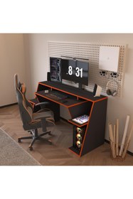 Resim ALONEX HOME PİXEL PROFESYONEL OYUNCU MASASI,GAMER DESK,150X55,SİYAH OYUNCU MASASI,BİLGİSAYAR MASASI 