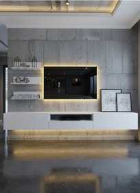 Resim Resital Ledli Duvara Monte Tv Sehpası - Beyaz - W6018-1 Beyaz 