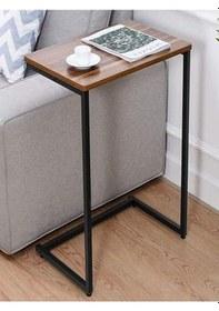 Resim Kuzela Metal Ayaklı Ahşap Laptop Sehpası. Çam 